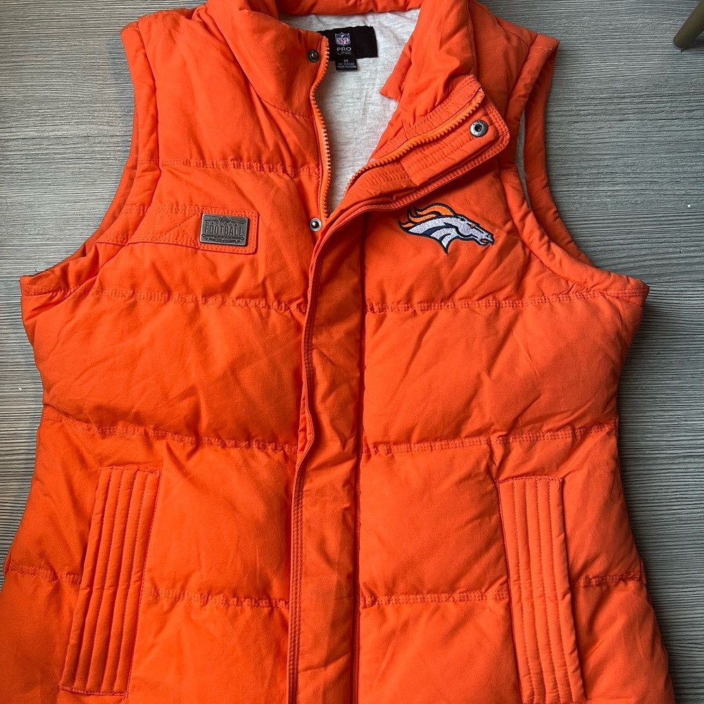 NFL Broncos Pro Line Orange Puffer Vest